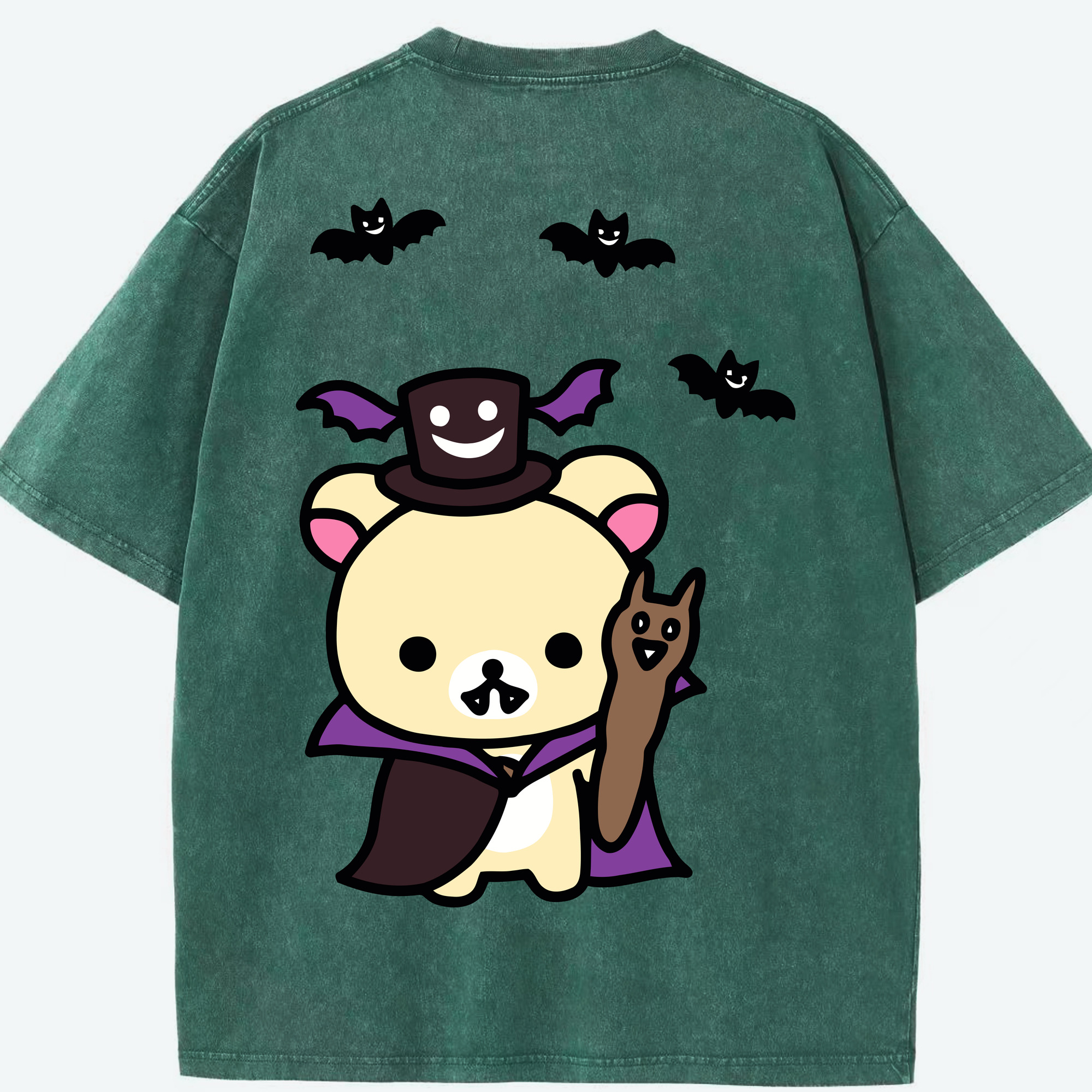 （画像用） リラックマ リラックマ キイロイトリ Rilakkuma Korilakkuma Kiiroitori 綿100% ヴィンテージ風 半袖Tシャツ（背面プリント）